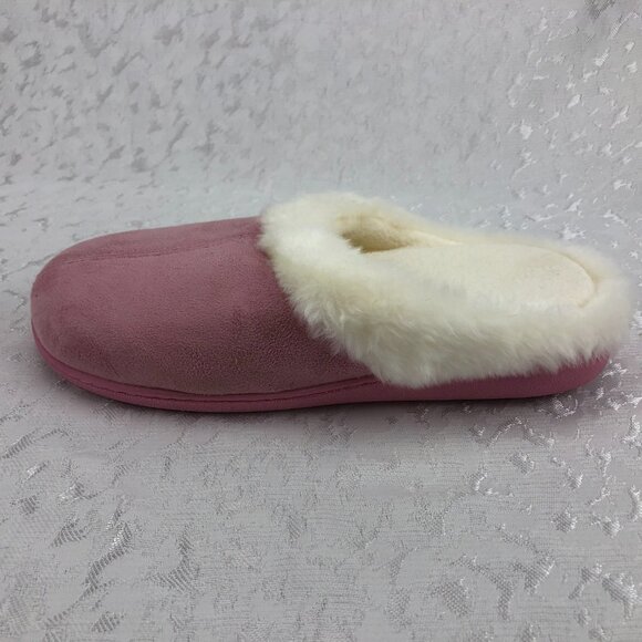 Cozy Memory Foam Fleece-Lined Faux Suede Pink Slippers Size Small (5-6) NWT - Picture 6 of 10